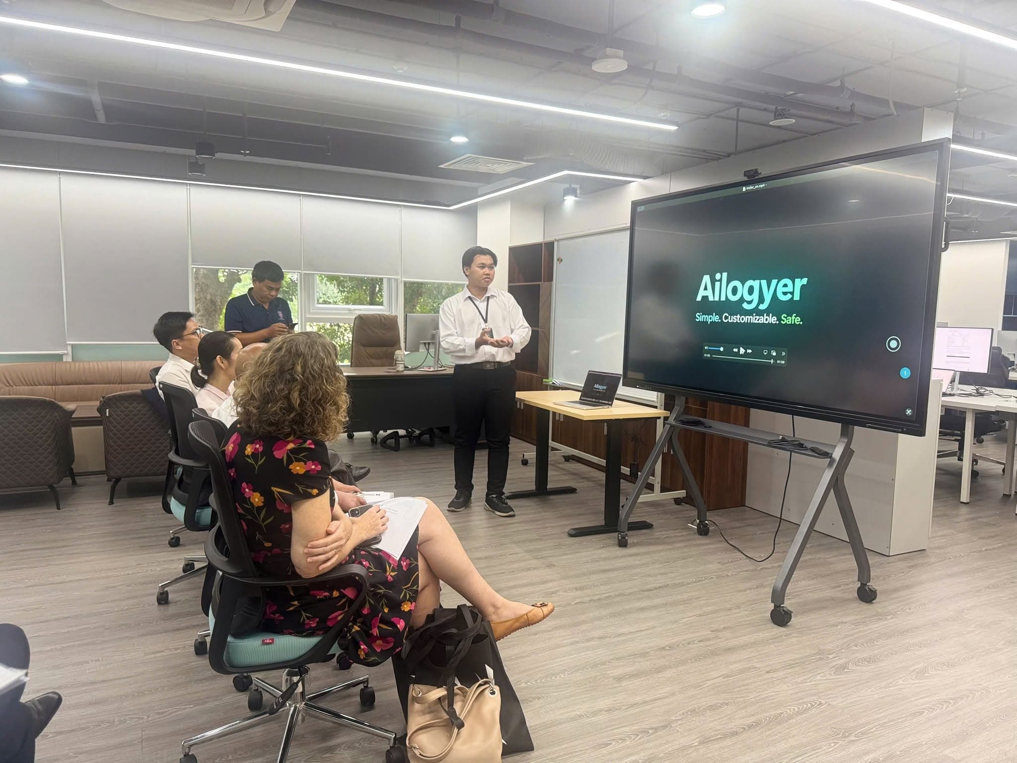 An AILOGYER introduction slide displayed during the City of Melbourne delegation’s visit.